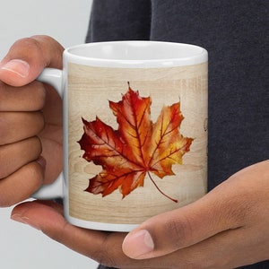 Maple Leaf Mug Gift birthday gift Coffee cup gift nature lover gift wooden design gift for him Gift friendship gift Dad