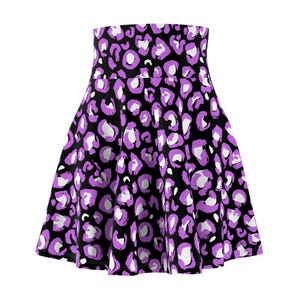 Purple Leopard Print Skater Skirt: High-Rise A-Line Mini
