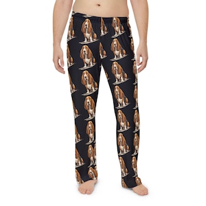 Basset Hound Print Pajama Pants: Dog Lover Lounge Wear