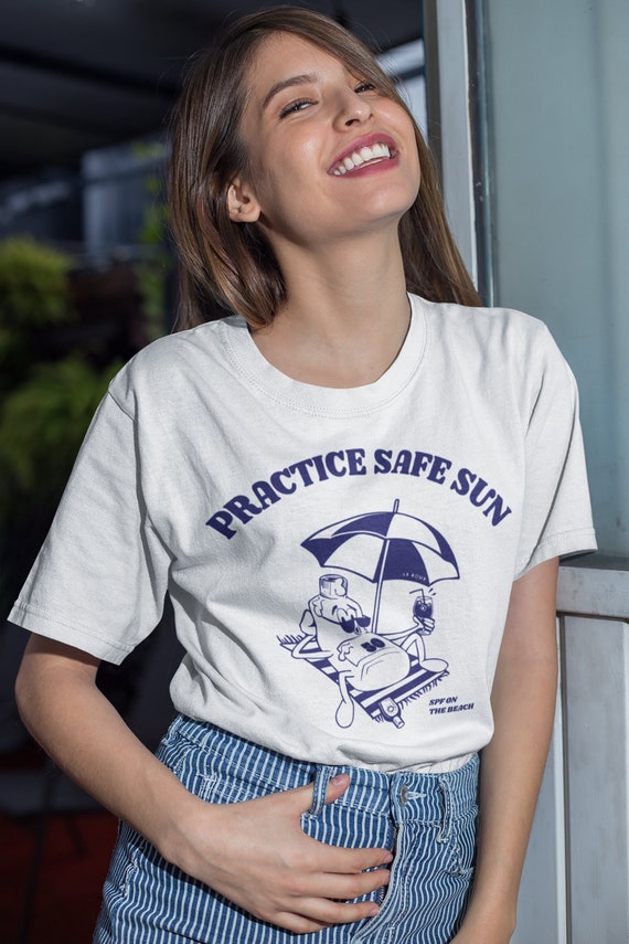 PRACTICE SAFE SUN Tee, Unisex Organic Cotton T-shirt, Funny T
