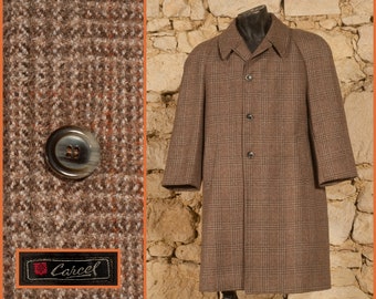 Vintage 70s 'Carcel' Plaid Overcoat (size UK/US 42 - EU 52 - Large)