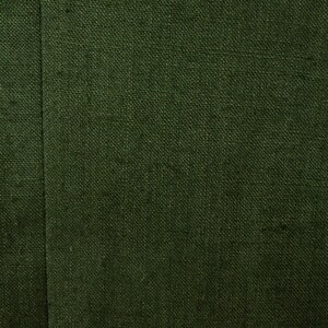 May include: Close-up of a textured, dark green fabric. The fabric has a woven appearance with visible threads, creating a slightly rough surface. A vertical seam runs down the left side, adding a subtle design element.