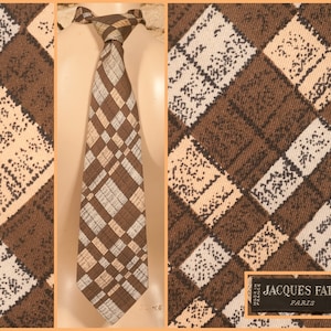 Jacques Fath - Paris - Vintage 70s Extra-Wide Silk Tie / Necktie - L 57 1/2&quot; - W 4 3/8&quot;