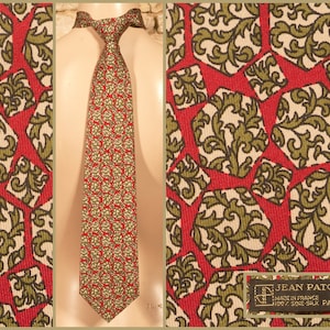Jean Patou - Paris - Vintage 80s Silk Tie / Necktie - L 56&quot; - W 3 3/4&quot;