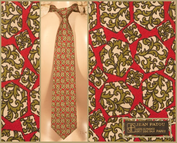 Jean Patou - Paris - Vintage 80s Silk Tie / Neckt… - image 1