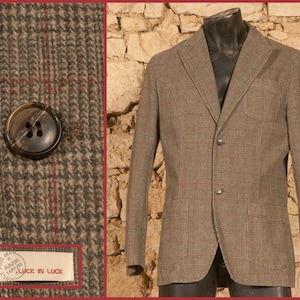 Vintage 80s 'Luck in Luck' Peak Lapel Plaid Jacket (size US/UK 40 - EU 50) Large