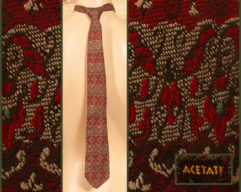 Cravate/cravate étroite vintage en acétate des années 50 - L 53 1/2" - l 2 1/2"
