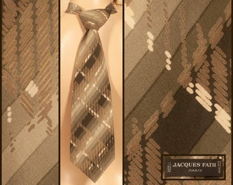 Jacques Fath - Paris - cravate / cravate en soie extra-large vintage des années 70 - L 56" - W 4 3/8"