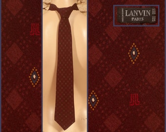 Lanvin - Paris - Cravate / Cravate étroite en soie vintage des années 60 - L 55" - W 3 3/8"
