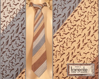 Torrente - Paris - large cravate/cravate en soie vintage des années 70 - L 57" - W 3 3/4"