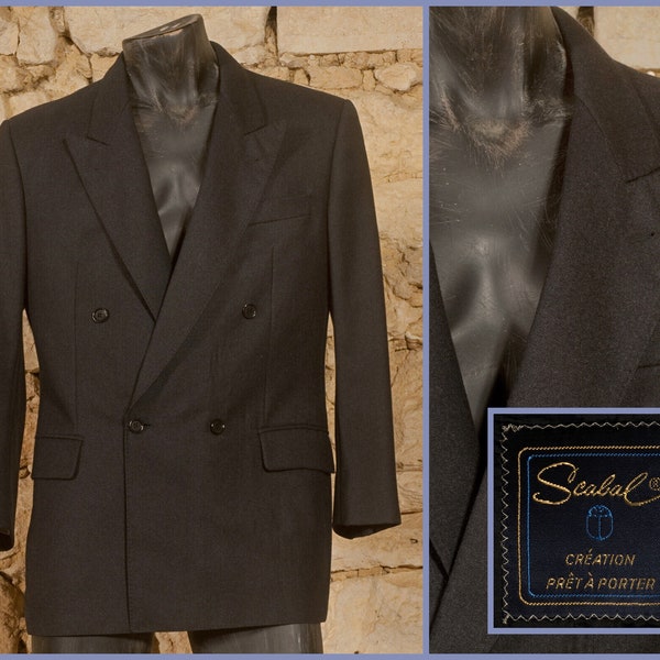 Vintage 70s 'Scabal' Wide Peak Lapel Chaqueta de doble botonadura - talla UK/US 42 - EU 52 - Large