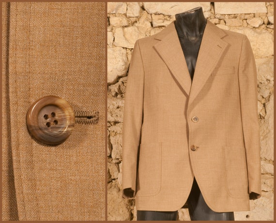 Vintage 70s Wide Notch Lapel Jacket - Size UK/US 42 - EU 52
