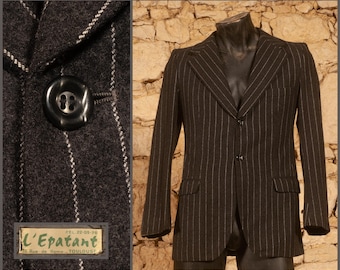 Vintage 60s 'L'Epatant' Wide Notch Lapel 2 Button Jacket - size UK/US 36 - EU 46 - Small