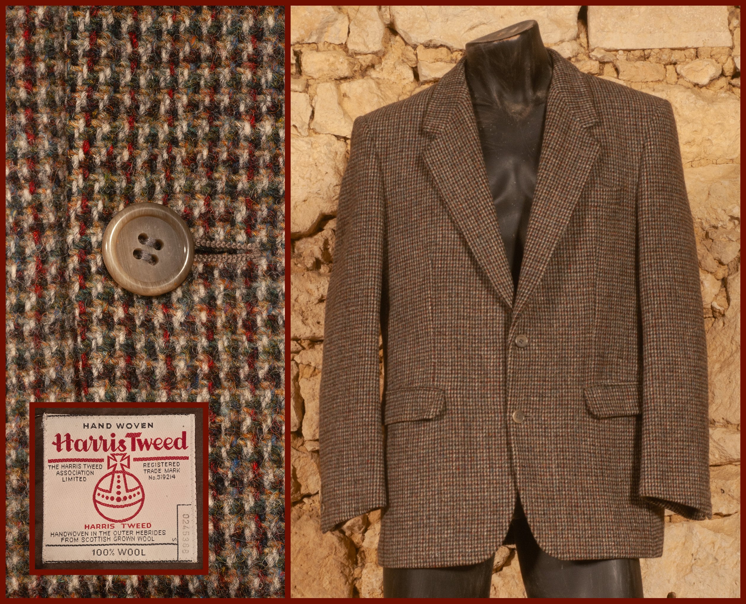Harris Tweed 70s Notch Lapel Jacket (size UK/US 44 EU 54) Large