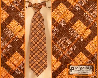 Cravate/cravate extra large « Tergal-Up » vintage des années 70 - L 53" - l 4 1/4"