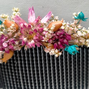 Wedding flowers comb blue, pink white, boho hair accessory with natural flowers, preserved baby's breath, original hair comb