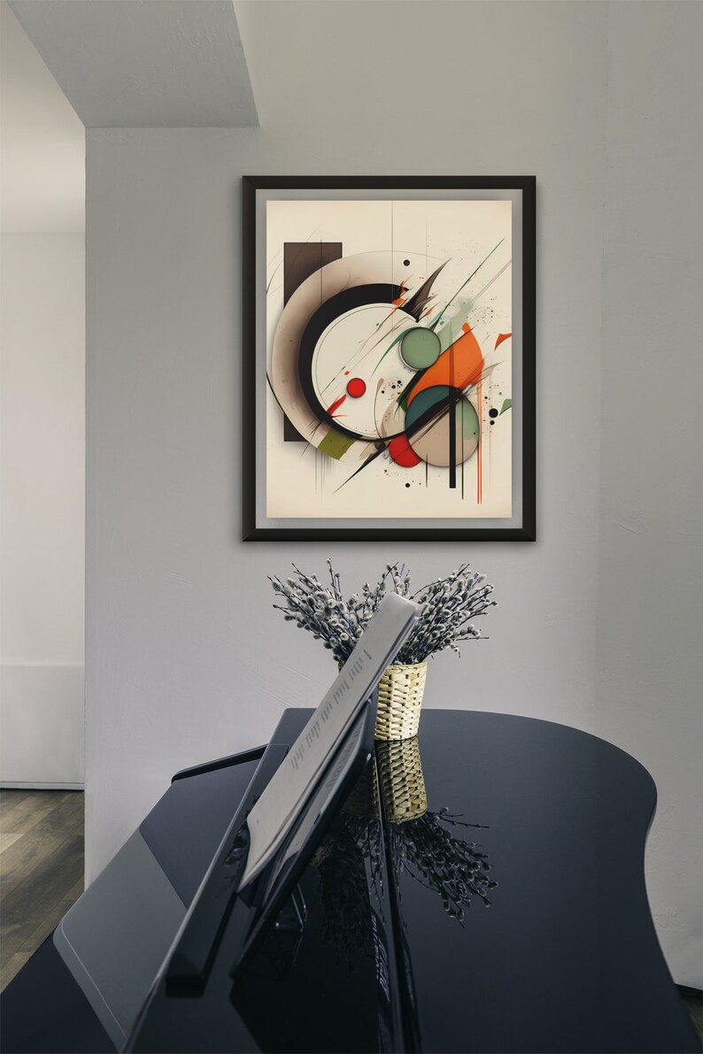 Geometric Abstract Wall Art Minimalist Bold Lines and Circles Etsy