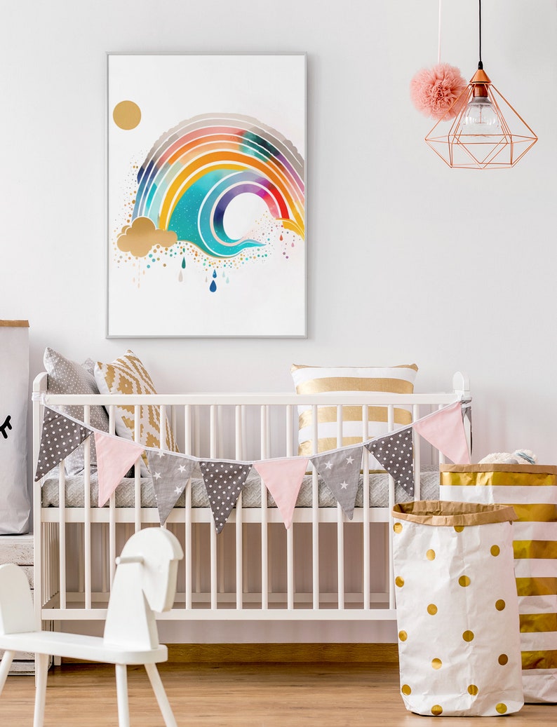 Rainbow Nursery Wall Art Rainbow Baby Printable Colorful Etsy