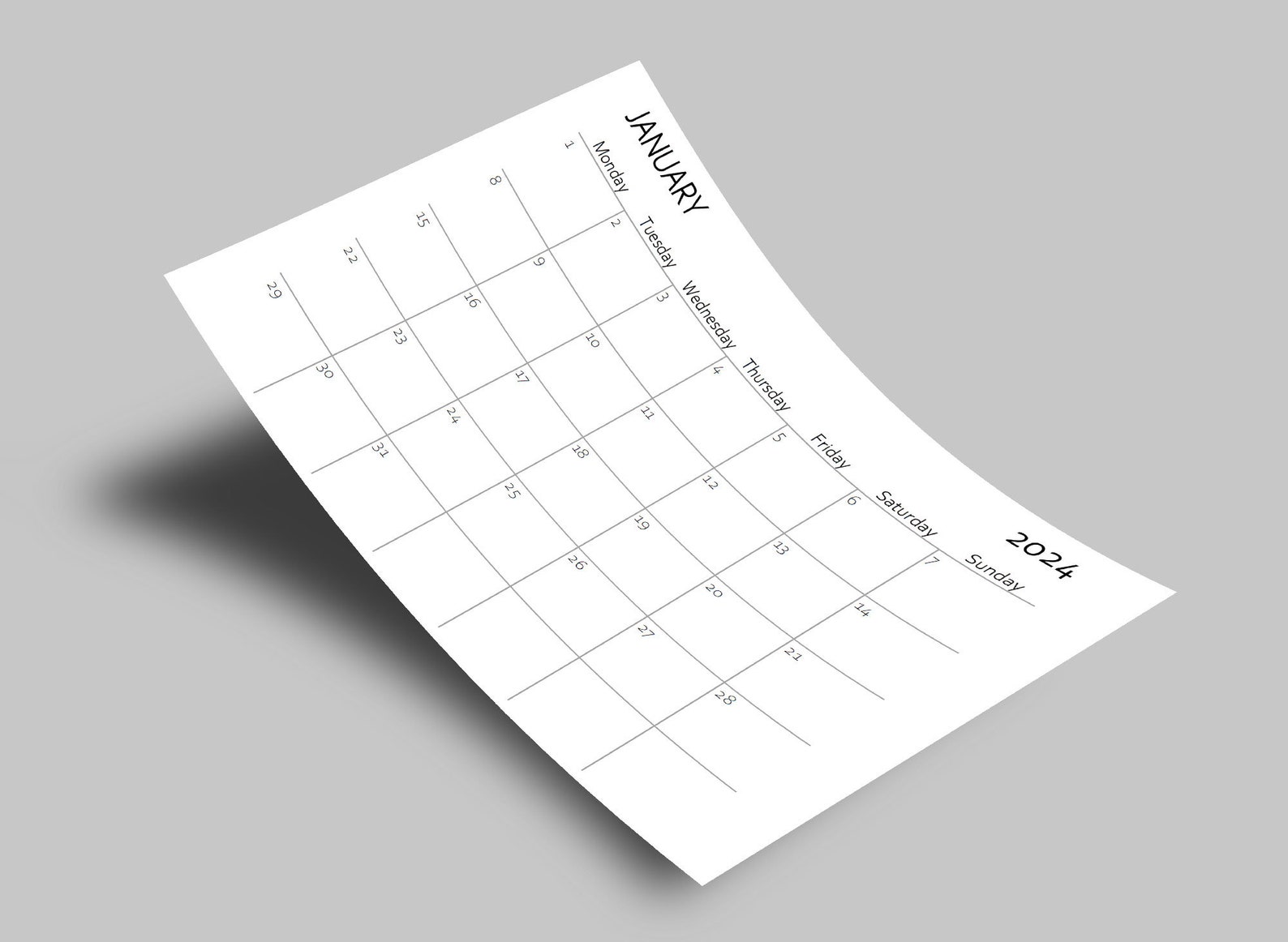 20242025 Printable Calendar Landscape, Minimalist Monthly Calendar 2024, Printable and Digital