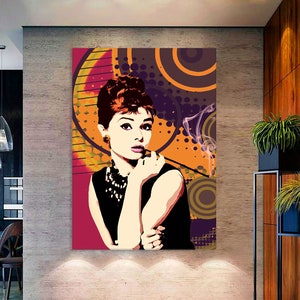 Audrey Hepburn Canvas Print, Audrey Hepburn Wall Art, Living Room Decor, Modern Canvas Print, Extra Large Wall Art