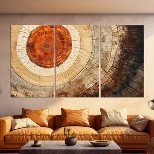 Tree Ring Wood Wall Art Canvas, Tree Stump Print, Framed Canvas Wall Art, Wood Texture Canvas Print, Extra Large Wall Art Living Room