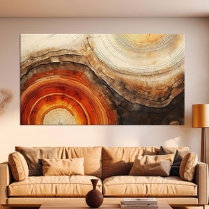 Tree Ring Print on Canvas Wall Art, Tree Stump Print, Wood Wall Art Living Room, Abstract Wood Texture Canvas Print, Extra Large Wall Art