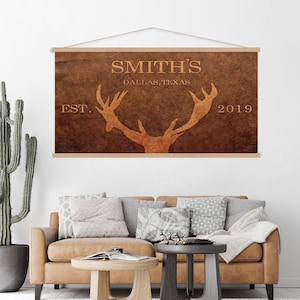 Farmhouse Canvas Signs Wall Hanging, Rustic Last Name Wall Art, Modern Farmhouse Decor, Personalized Family Name Sign, Large Canvas Print