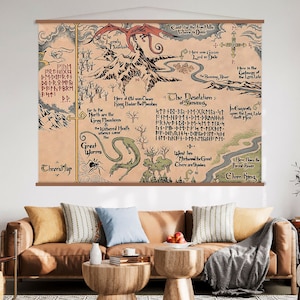 Landkarte Mittelerde, Hobbit Karte, Herr des Rings Kunst, Lonely Mountain Map Thorins, Leinwanddruck, große Wandkunst