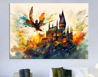Harry School Canvas Wall Art, Wizard Print, Fantsy Wall Art Living Room Decor, Movie Canvas Print,  Extra Large Wall Art