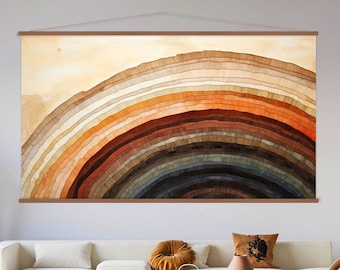 Abstract Canvas Wall Art Hanger, Tree Stump Print on Canvas, Hanging Wood Wall Art Living Room, Large Tree Rings Wall Art Hanger