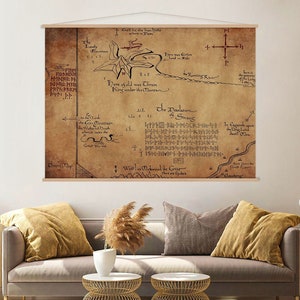Karte von Mittelerde Leinwand Wandkunst, Hobbit Karte Druck, Herr der Ring Kunst, Lonely Mountain Karte Thorins Leinwanddruck, große Wandkunst