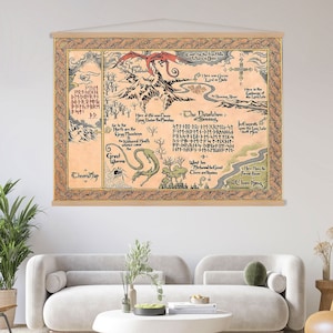 Karte von Mittelerde Leinwand Wandkunst, Hobbit Karte Druck, Herr der Ring Kunst, Lonely Mountain Karte Thorins Leinwanddruck, große Wandkunst