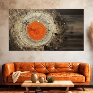Tree Stump Print on Canvas Wall Art, Tree Ring Print, Wood Wall Art Living Room, Abstract Wood Texture Canvas Print, Extra Large Wall Art
