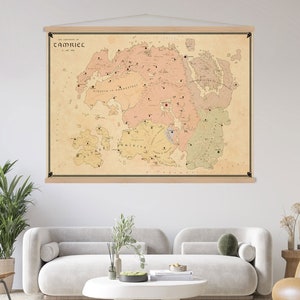 Kaart van Tamriel Canvas Wall Art Hanger, Hangende Fantasie Kaart Kunst, Woonkamer Decor, Elder Scrolls Kaart Canvas Print, Extra Grote Muur Kunst