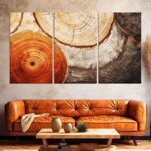 Tree Ring Print on Canvas Wall Art, Tree Stump Print, Wood Wall Art Living Room, Abstract Wood Texture Canvas Print, Extra Large Wall Art