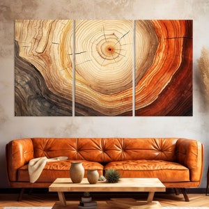 Tree Ring Print on Canvas Wall Art, Tree Stump Print, Wood Wall Art Living Room, Abstract Wood Texture Canvas Print, Extra Large Wall Art