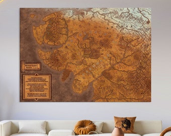 Arte da parete mappa della Terra di Mezzo, arte su tela del Signore degli Anelli, decorazione del soggiorno, stampa su tela mappa della Terra di Mezzo, arte da parete extra large