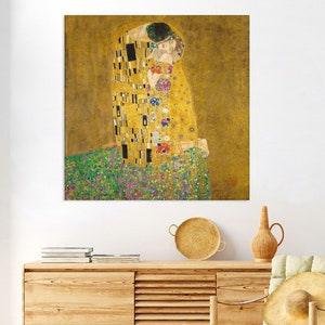 Gustav Klimt The Kiss Canvas Wall Art, Reproductions Print, Living Room Decor, Gustav Klimt Print on Canvas, Extra Large Wall Art