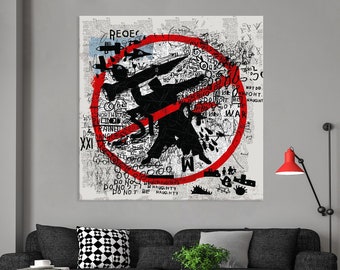 Arte de pared de graffiti, impresión de lienzo abstracto, arte callejero moderno, decoración de sala de estar, impresión de graffiti urbano, impresión de lienzo de graffiti extra grande