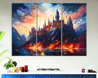 Harry School Canvas Wall Art, Wizard Print, Fantsy Wall Art Living Room Decor, Movie Canvas Print,  Extra Large Wall Art