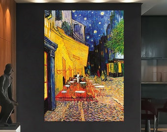 Vincent Van Gogh Wall Art, Reproductions Canvas Print, Living Room Decor, Van Gogh Cafe Terrace at Night Prints on Canvas, Large Wall Art