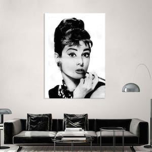 Audrey Hepburn Wall Art Canvas, Audrey Hepburn Print, Living Room Decor, Vintage Canvas Print, Extra Large Wall Art