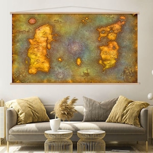 World of Warcraft Karte Leinwand Wand Kunst Aufhänger, Hängende World of Warcraft Kunst, Wohnzimmer Dekor, Moderne Leinwand Druck, Extra Große Wand Kunst