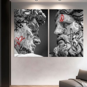 Mythology Canvas Wall Art, Michelangelo Prints, Living Room Decor, Black and White Wall Art, Zeus Canvas Print, Greek Mythology Art