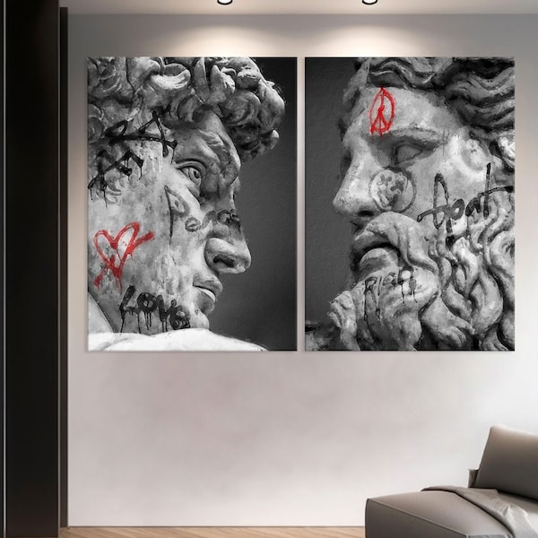 Mythologie Leinwanddruck, Michelangelo Drucke, Wohnzimmerdekor, Schwarzweiß-Wandkunst, Zeus Leinwanddruck, Kunst der griechischen Mythologie