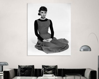 Audrey Hepburn Wall Art Canvas, Audrey Hepburn Print, Living Room Decor, Vintage Canvas Print, Extra Large Wall Art