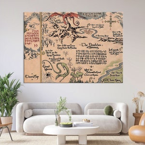 Karte von Mittelerde, Hobbit Karte, Herr des Rings Kunst, Innendeko, Lonely Mountain Map, Thorsins Leinwanddruck