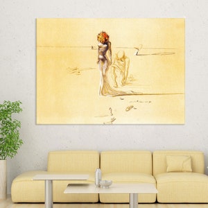 Salvador Dali Canvas Wall Art, Reproductions Print, Living Room Decor, Woman With a Flower Head Canvas Print, Extra Large Wall Art Framed
