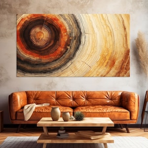 Tree Ring Print on Canvas Wall Art, Tree Stump Print, Wood Wall Art Living Room, Abstract Wood Texture Canvas Print, Extra Large Wall Art
