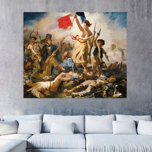 Reproductions Art, Eugène Delacroix Canvas Wall Print, Living Room Decor, Freedom Leading the People Canvas Prints, Extra Large Wall Art